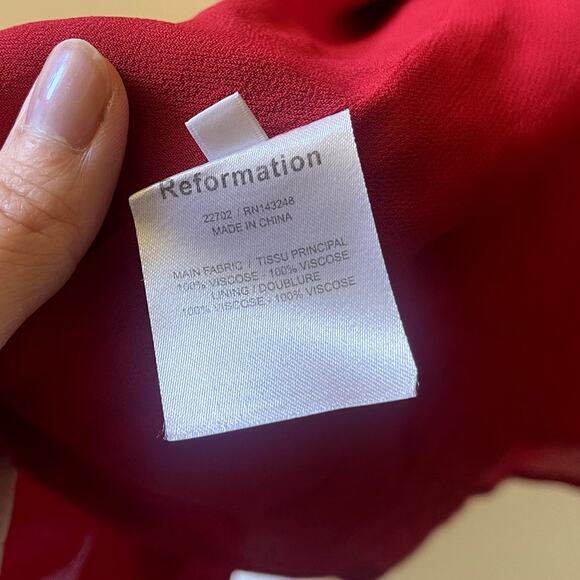 Reformation Kourtney Dress Sexy Date Tie Straps Red Cherry Size 2 - Picture 10 of 12